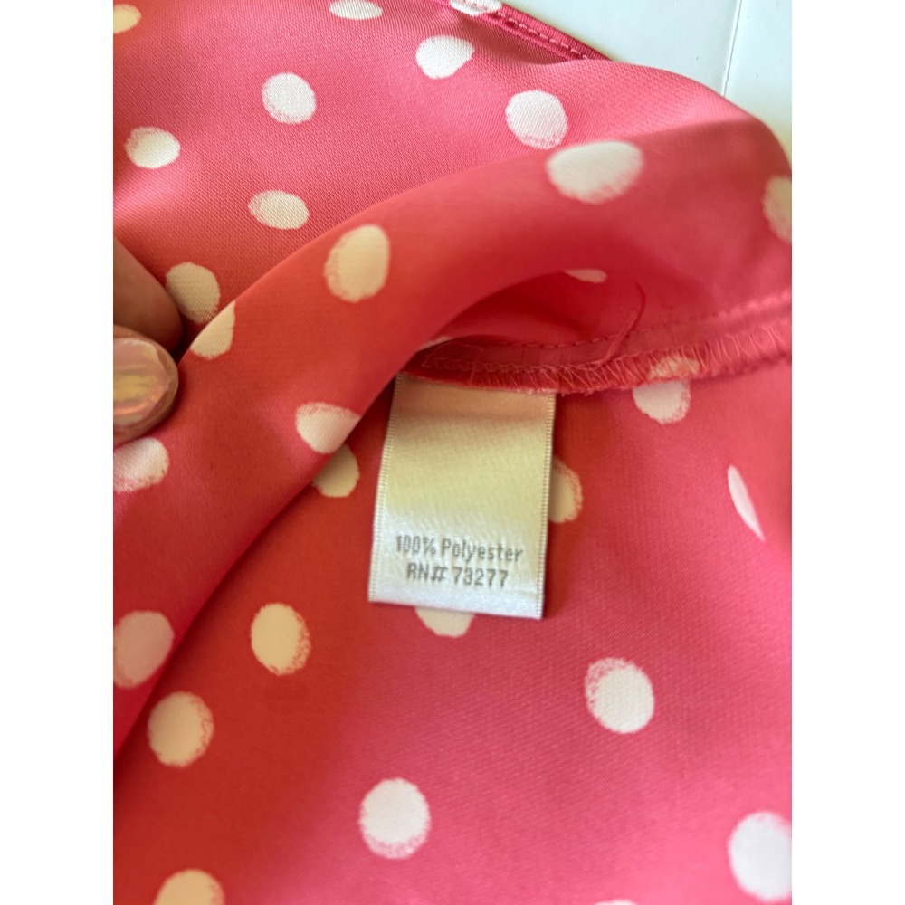 Pink Polka Dot Cap Sleeve Tie Back Blouse Top XS Barbie Work Wear Office Wear - Picture 8 of 9
